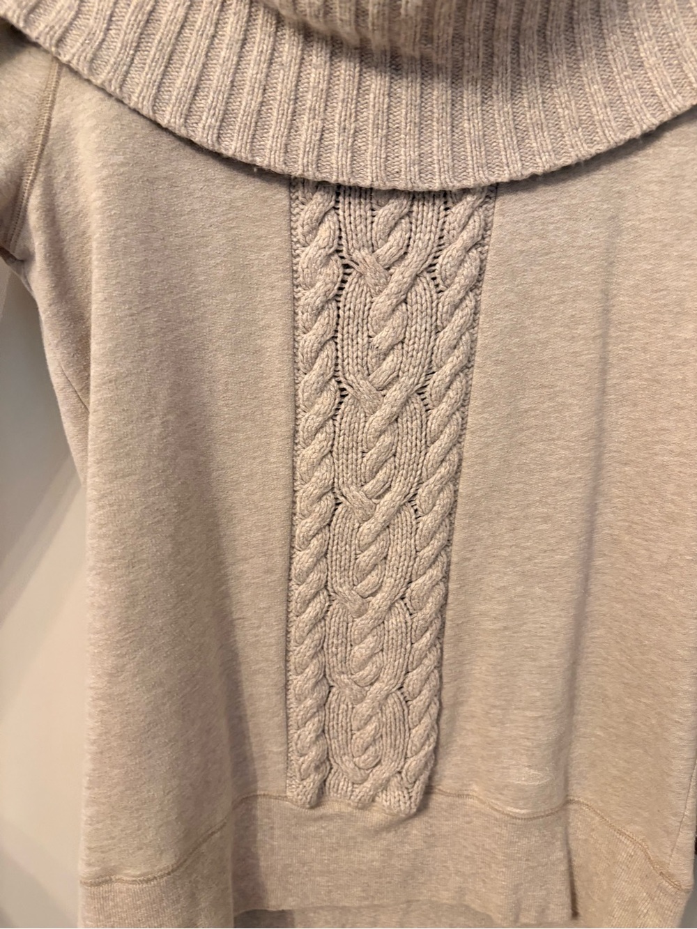 LOFT Cream Cable-Front Cowl Neck Sweater Womens Medium - Picture 3 of 13